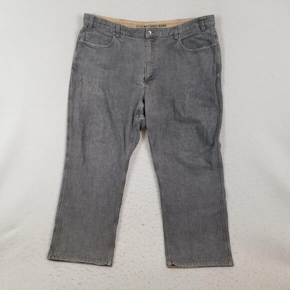 Duluth Trading Flex Ballroom Jeans Mens 46x30 Gray Stretch Denim Work Pants - Picture 1 of 11